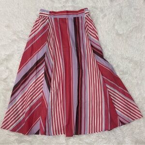 Chic Striped Red and Pink A-Line Skirt